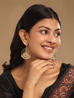 Nuyug - White Brass 18K Gold Plated Pearl Pair Of Earrings