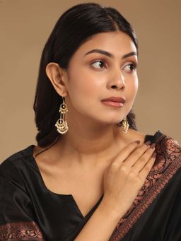 Nuyug - White Brass 18K Gold Plated Pearl Pair Of Earrings