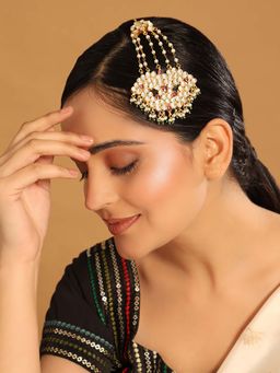 Nuyug - Pink Brass 22K Gold Plated Kundan Passa