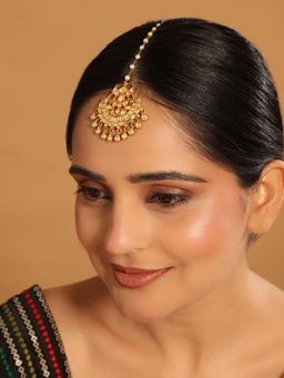 Nuyug - White Brass 22K Gold Plated Kundan Maang Tikka