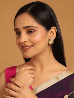 Nuyug - White Brass 22K Gold Plated Stones Pair Of Earrings