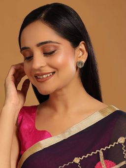 Nuyug - Multi-Color Brass 22K Gold Plated Contemporary Pair Of Earrings