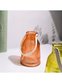 Voncasa - Cylendrical Orange Glass Tea Light Holder