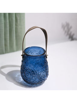 Voncasa - Cylendrical Navy Blue Glass Tea Light Holder