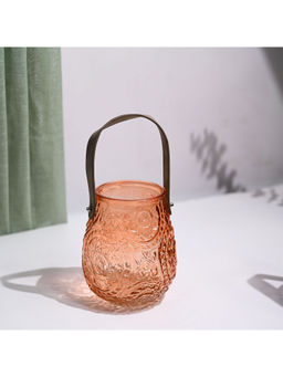 Voncasa - Cylendrical Orange Glass Tea Light Holder