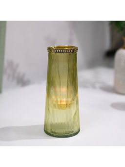 Voncasa - Cone Yellow Glass Tea Light Holder
