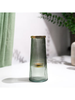 Voncasa - Cone Green Glass Tea Light Holder