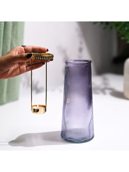 Voncasa - Cone Purple Glass Tea Light Holder