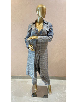 Neeta Lulla - Blue Boss Lady Bodysuit With Jacket (Set of 2)