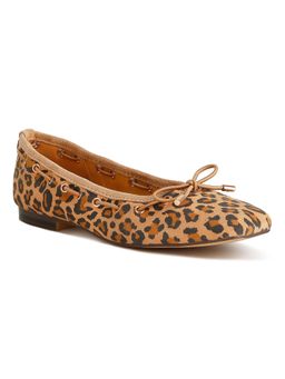Rag & Co - Leopard Drawstring Bow Brown Ballerina