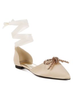 Rag & Co - Rhinestone Detail Bow Gold Sandals