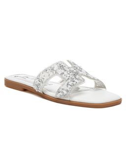 London Rag - Rhinestone Detail Cut-Out White Flats