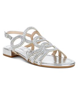 London Rag - Cut Out Detail Rhinestone Silver Sandals