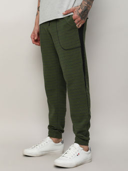 Campus Sutra - Men's Dark Green Striped Trackpants