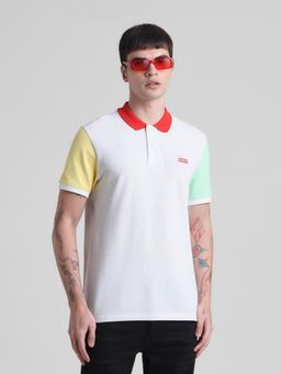 Jack & Jones - Men White Cotton Regular Fit Polo T-Shirt