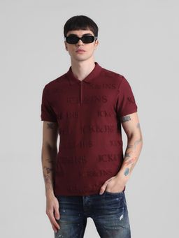 Jack & Jones - Men Maroon Cotton Regular Fit Polo T-Shirt