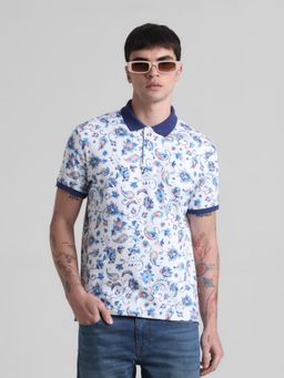 Jack & Jones - Men White Cotton Regular Fit Polo T-Shirt