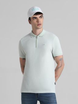 Jack & Jones - Men Green Cotton Blend Regular Fit Polo T-Shirt