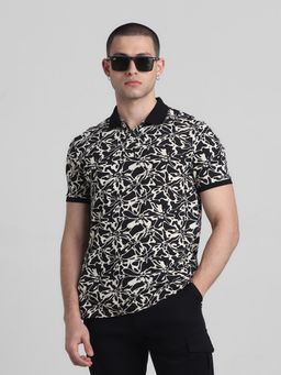 Jack & Jones - Men Black Cotton Regular Fit Polo T-Shirt