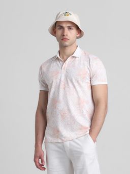 Jack & Jones - Men White Cotton Blend Regular Fit Polo T-Shirt