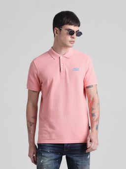 Jack & Jones - Men Pink Cotton Regular Fit Polo T-Shirt