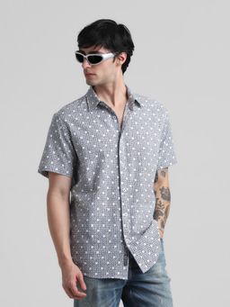 Jack & Jones - Men Blue Cotton Blend Slim Fit Shirt