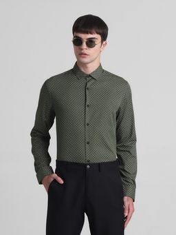 Jack & Jones - Men Green Cotton Slim Fit Shirt