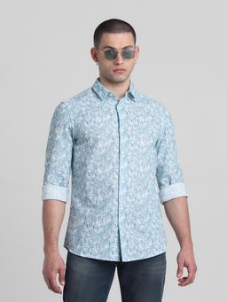 Jack & Jones - Men Blue Cotton Blend Slim Fit Shirt