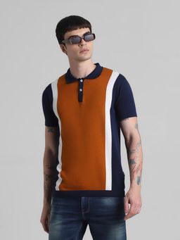 Jack & Jones - Men Brown Cotton Regular Fit Polo T-Shirt