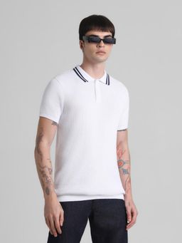 Jack & Jones - Men White Cotton Regular Fit Polo T-Shirt