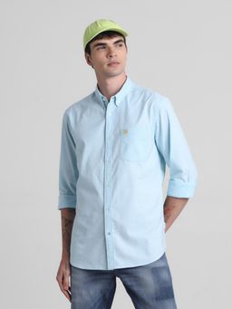 Jack & Jones - Men Blue Cotton Blend Slim Fit Shirt