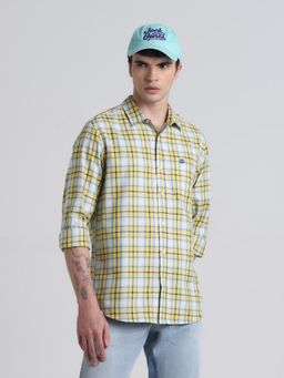 Jack & Jones - Men Yellow Cotton Slim Fit Shirt