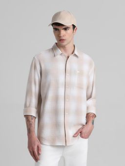 Jack & Jones - Men Beige Cotton Blend Slim Fit Shirt