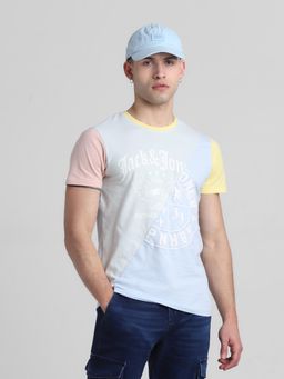 Jack & Jones - Men Multi-Colour Cotton Regular Fit T-Shirt