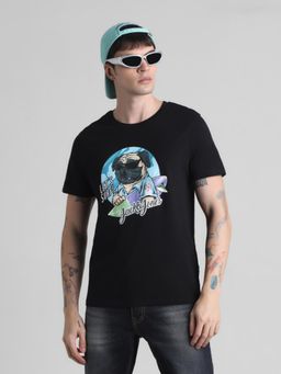Jack & Jones - Men Black Cotton Regular Fit T-Shirt