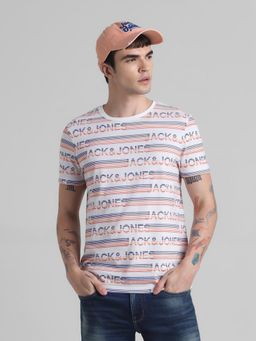 Jack & Jones - Men White Cotton Regular Fit T-Shirt