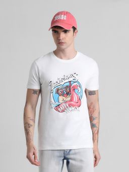 Jack & Jones - Men White Cotton Regular Fit T-Shirt