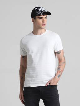 Jack & Jones - Men White Cotton Regular Fit T-Shirt