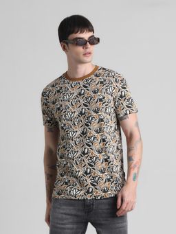 Jack & Jones - Men Brown Cotton Regular Fit T-Shirt