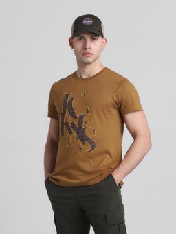 Jack & Jones - Men Brown Cotton Regular Fit T-Shirt