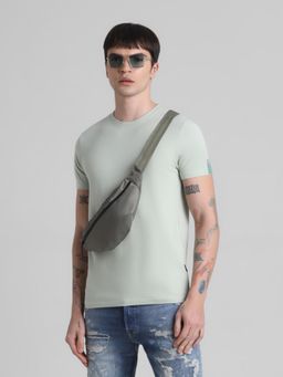 Jack & Jones - Men Green Cotton Blend Regular Fit T-Shirt