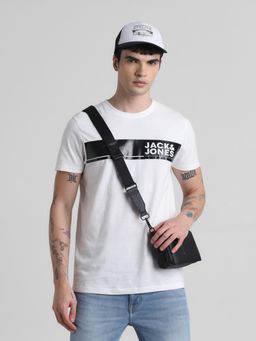 Jack & Jones - Men White Cotton Slim Fit T-Shirt