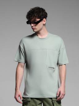 Jack & Jones - Men Green Cotton Oversized Fit T-Shirt