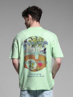 Jack & Jones - Men Green Cotton Oversized Fit T-Shirt