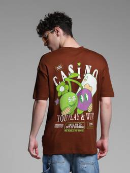 Jack & Jones - Men Brown Cotton Oversized Fit T-Shirt