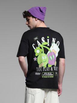 Jack & Jones - Men Black Cotton Oversized Fit T-Shirt