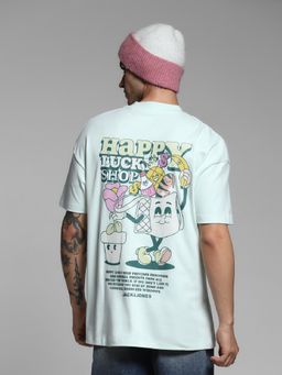 Jack & Jones - Men Green Cotton Oversized Fit T-Shirt