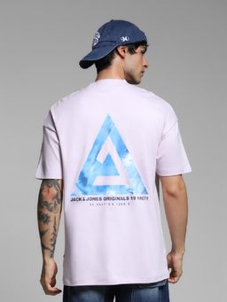 Jack & Jones - Men Lavender Cotton Oversized Fit T-Shirt