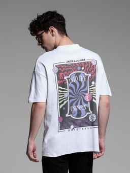 Jack & Jones - Men White Cotton Oversized Fit T-Shirt