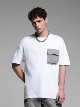 Jack & Jones - Men White Cotton Oversized Fit T-Shirt
